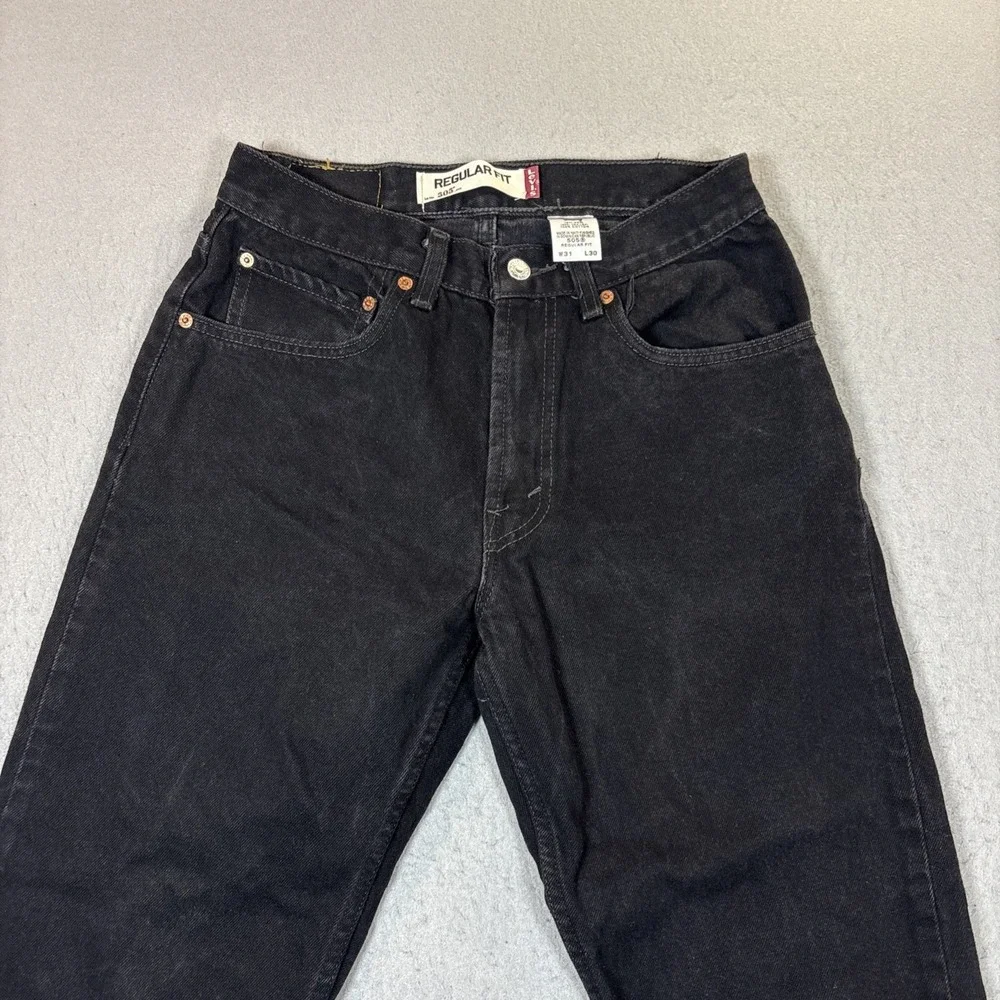 Levi's 505 Regular Fit‎ Jeans 31x30 (29x30) Y2K Black 100% Cotton Denim